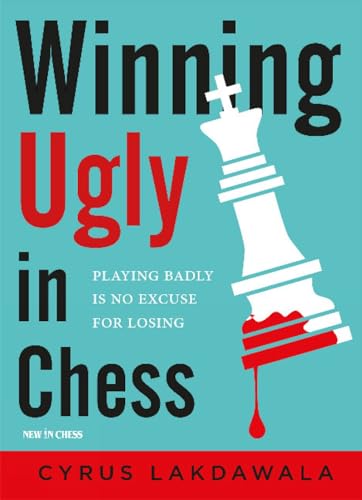 Book cover: "Winning Ugly in Chess" with a white chess queen and red accents.