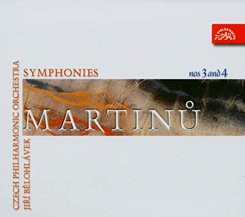 CD cover featuring abstract art, text "MARTINŮ," and "Symphonies Nos 3 and 4."