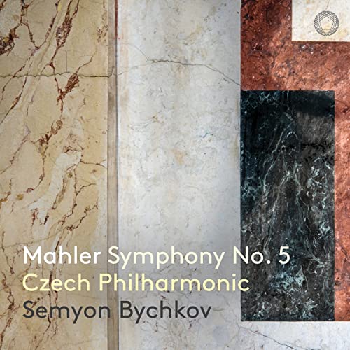 CD cover with marbled stone texture and text: Mahler Symphony No. 5.