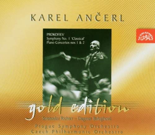 CD cover featuring Karel Ančerl conducting, with gold text and a red logo.