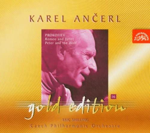 CD cover featuring Karel Ančerl, gold background, and Prokofiev's works listed.