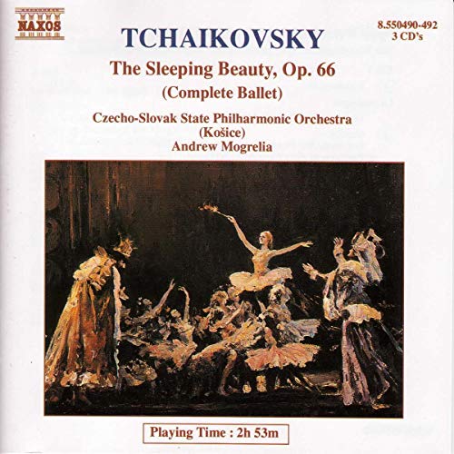 CD cover for Tchaikovsky’s “The Sleeping Beauty” ballet with stage imagery.