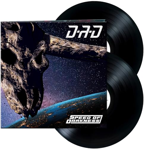 Vinyl record of D-a-d’s “Speed Of Darkness” with skull artwork.