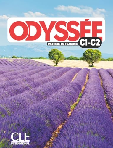 French textbook "Odyssée" C1-C2 with lavender field landscape.