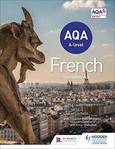 A-level French textbook cover with a gargoyle and Paris cityscape.