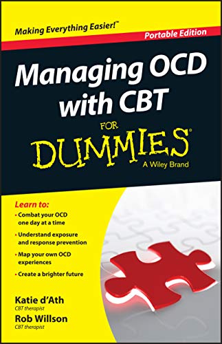 Book cover: "Managing OCD with CBT For Dummies," with a red puzzle piece.