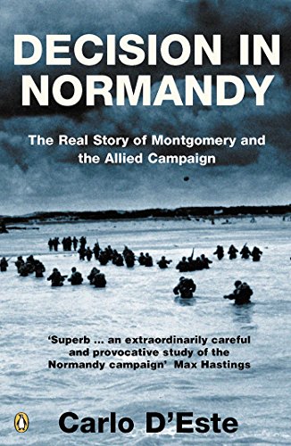 Book cover: "Decision in Normandy" depicts soldiers wading ashore during WWII.
