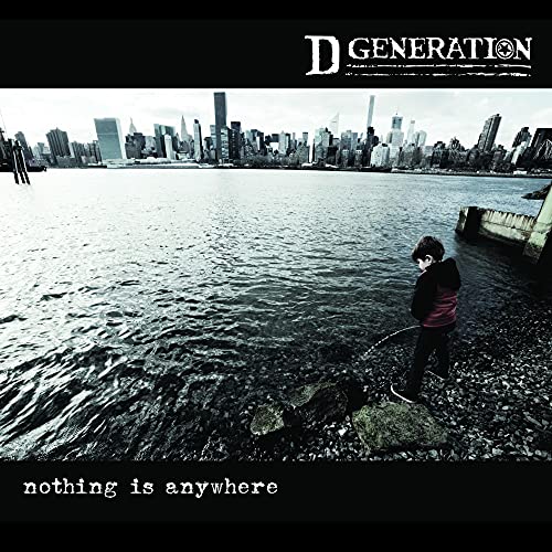 CD cover: boy by water with city skyline in background.