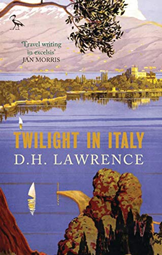 Book cover: "Twilight in Italy" with lakeside town and sailboats.