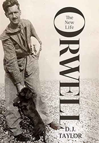 Book cover: portrait of George Orwell with a dog in a field.