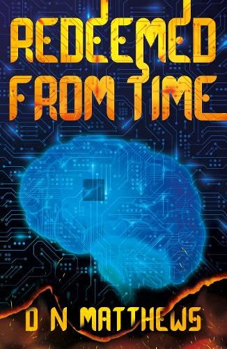 Book cover: “Redeemed from Time” with a glowing blue brain illustration.