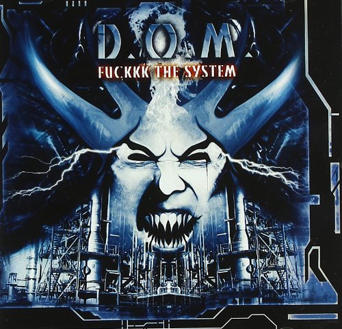 CD cover with a demonic face and industrial cityscape background.