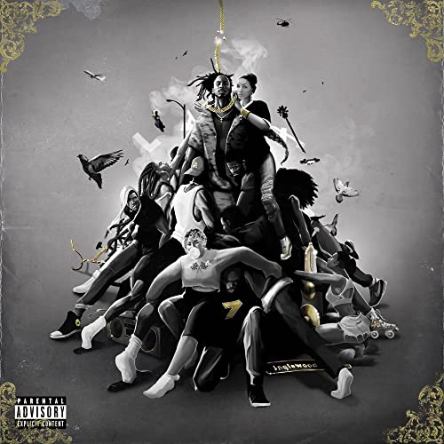 Album cover for D Smoke’s “War & Wonders” featuring a crowd and birds.