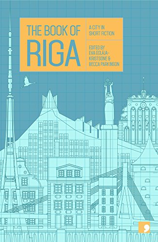 Book cover with illustrated Riga skyline and title “The Book of Riga.”