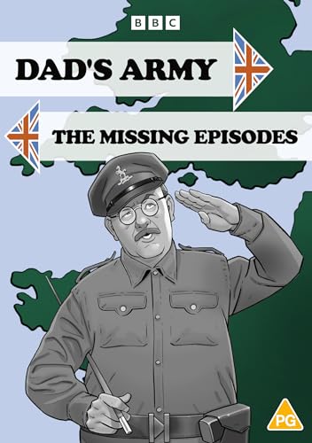 Dad's Army" DVD cover featuring Captain Mainwaring saluting, with Union Jack flags.