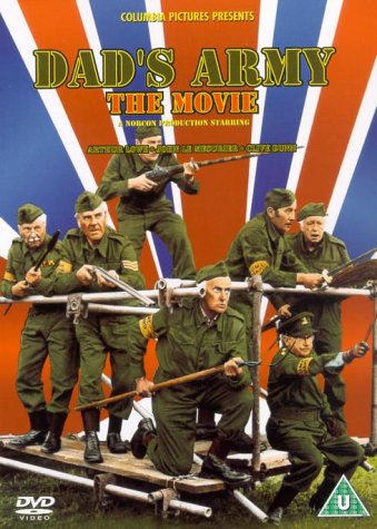 DVD cover featuring the Dad's Army cast in military uniforms on scaffolding.