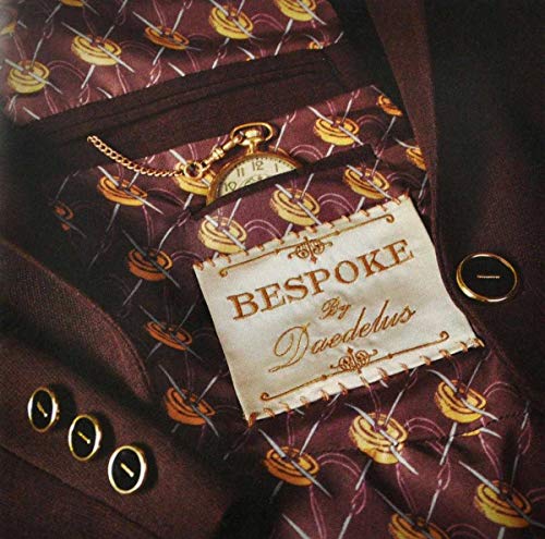 CD cover with a burgundy suit lining, pocket watch, and "Bespoke" tag.