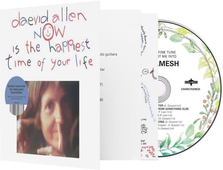 CD case for Daevid Allen’s “Now Is The Happiest Time Of Your Life” album.