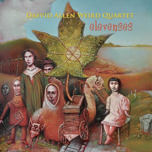 Album cover for Daevid Allen’s “Elevenses” featuring surreal figures and landscape.