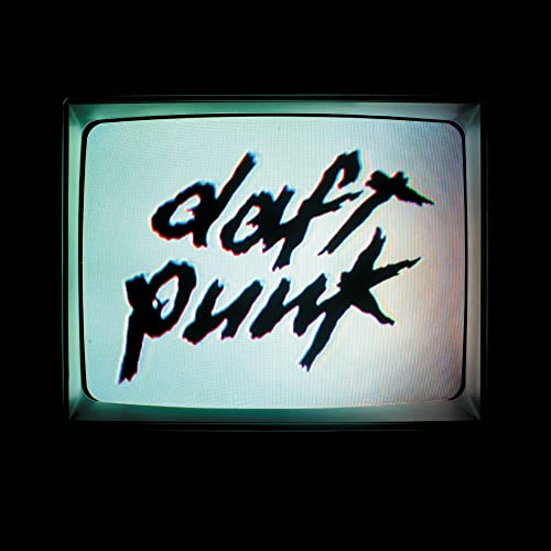 Daft Punk logo displayed on a distorted, vintage television screen.
