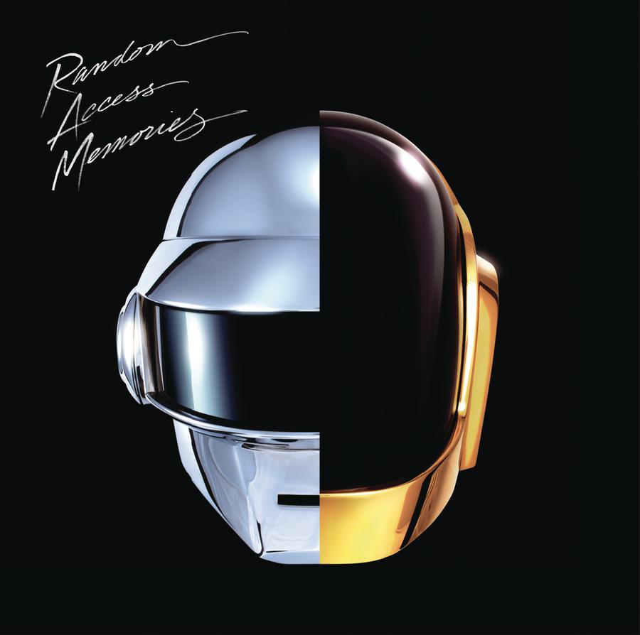 Daft Punk Random Access Memories album cover featuring a split silver and gold helmet.