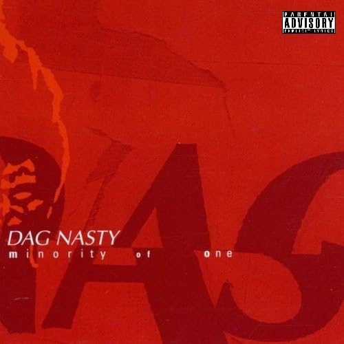 Red album cover for Dag Nasty’s “Minority of One” with bold black lettering.