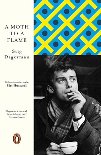 Book cover: "A Moth to a Flame" with a portrait and geometric pattern.