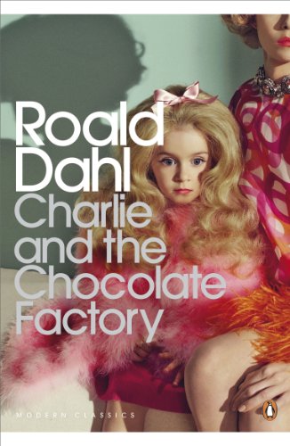 Book cover: "Charlie and the Chocolate Factory" with a young girl in pink.