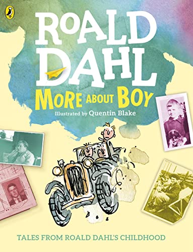 Book cover: "More About Boy" by Roald Dahl, with sketches and photos.