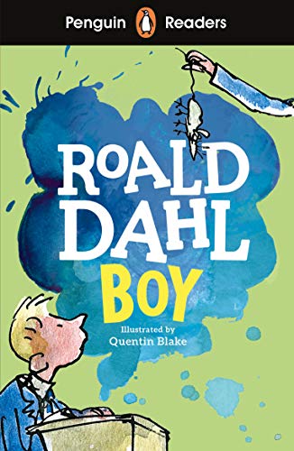 Penguin Readers Level 2 book cover for Roald Dahl’s “Boy”, illustrated.
