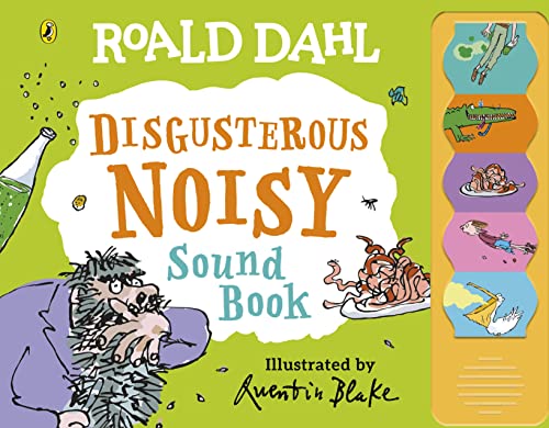 Roald Dahl book cover with illustrated characters and colorful text.