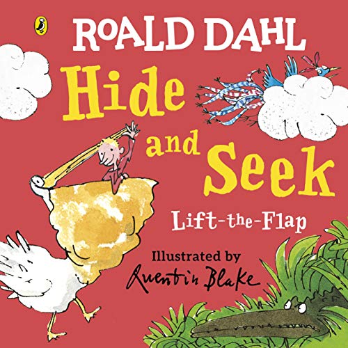 Red book cover with illustrated characters hiding amongst foliage.
