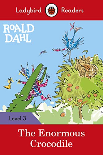 Book cover: green crocodile, blue bird, and green hills illustration.