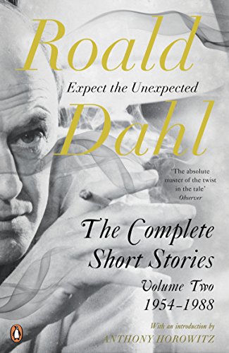 "Book cover featuring a black-and-white photo of Roald Dahl with yellow and black text."