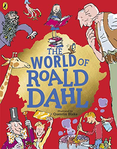 Book cover for "The World of Roald Dahl" with illustrated characters.