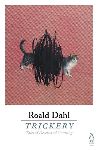 Book cover: "Trickery" by Roald Dahl, featuring two cats and hair.