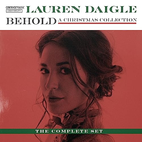 Lauren Daigle's "Behold" CD cover, portrait with red and green accents.
