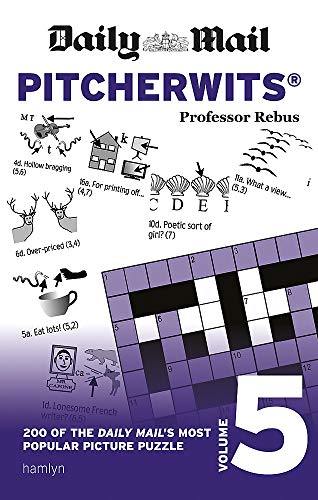 Book cover for Daily Mail Pitcherwits Volume 5 featuring rebus puzzles and a crossword grid.