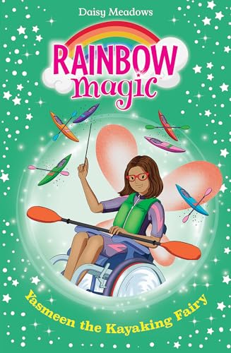 Book cover featuring a girl in a wheelchair kayaking with fairy illustrations.