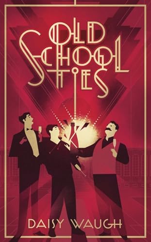 Book cover: three men toasting with champagne, art deco style.