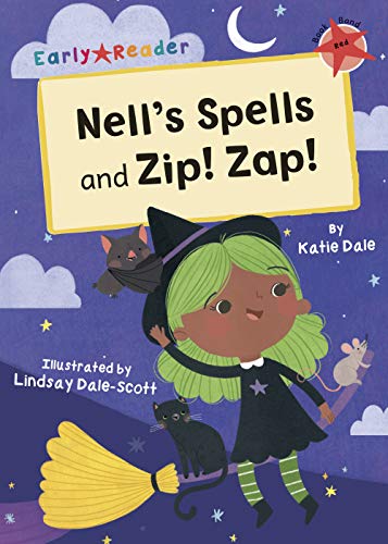 Book cover featuring a young witch with green hair flying on a broomstick.