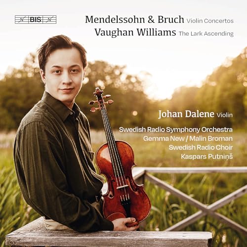 CD cover featuring violinist Johan Dalene with his instrument.