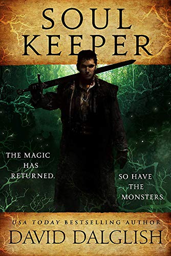 Book cover: man with sword against a dark, swirling green background.