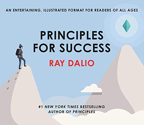 Book cover: "Principles for Success" by Ray Dalio, with mountain illustration.