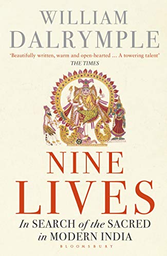 Book cover featuring William Dalrymple's Nine Lives with an illustration of Hindu deities.