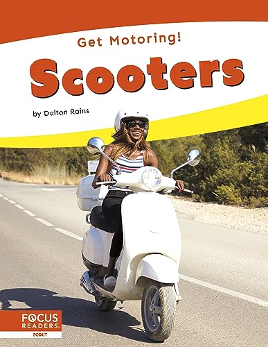 Woman riding a white scooter on a road, book cover.