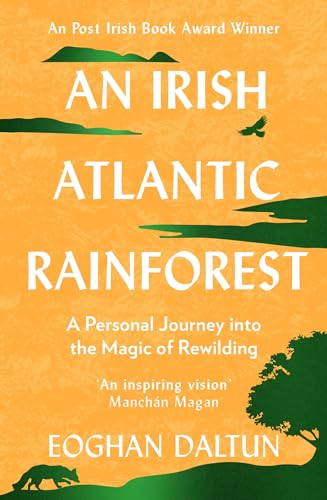 Book cover: orange background, green hills, bird, and wolf silhouette.