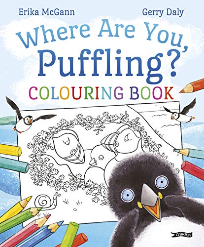 Where Are You, Puffling?" colouring book cover with a puffin and penguin.