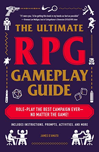 Book cover with large red "RPG" text and illustrated fantasy game elements.