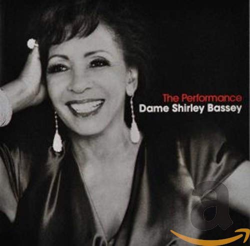 Black and white portrait of Shirley Bassey, album cover for "The Performance.
